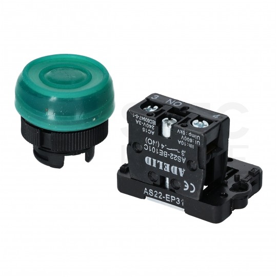 Przycisk sterowniczy do kaset sterowniczych XB2 zielony START IP66 ADELID AS22-EP31