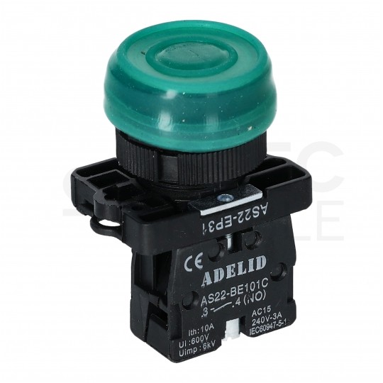 Przycisk sterowniczy do kaset sterowniczych XB2 zielony START IP66 ADELID AS22-EP31