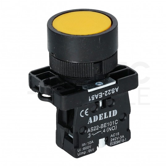 Przycisk sterowniczy do kaset sterowniczych XB2 żółty ADELID AS22-EA51