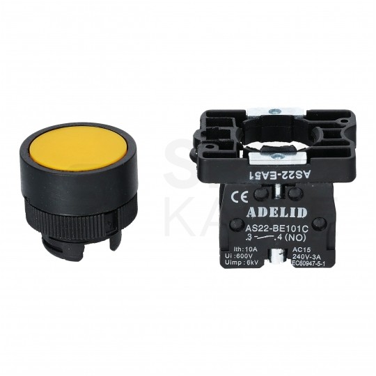 Przycisk sterowniczy do kaset sterowniczych XB2 żółty ADELID AS22-EA51