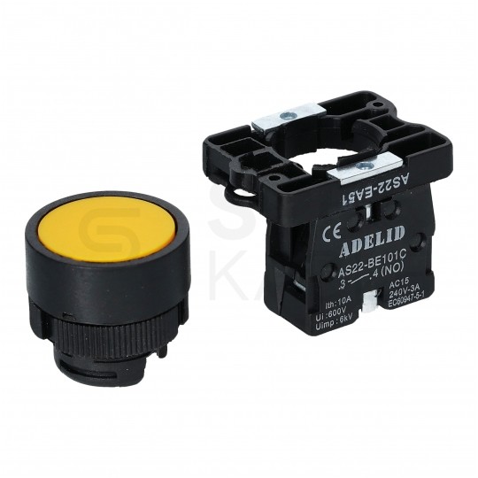 Przycisk sterowniczy do kaset sterowniczych XB2 żółty ADELID AS22-EA51