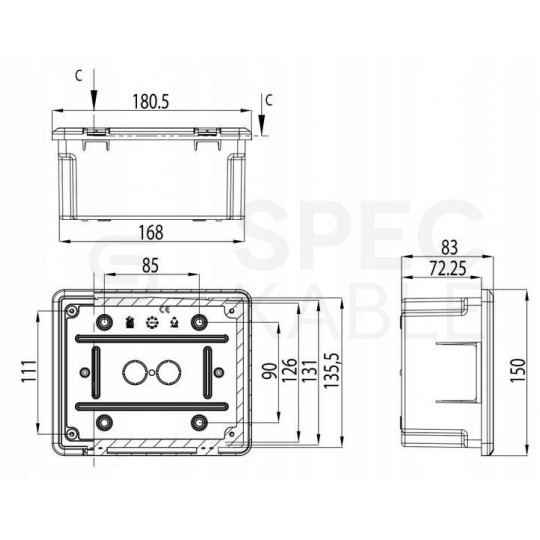 Puszka do złącza odgromowego regulowana z drzwiczkami 180x150x83-145mm PAWBOL R.8144D