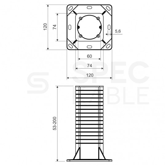 Puszka elektroinstalacyjna do elewacji, dociepleń 50-200mm KEZ podtynkowa do systemów docieplających szara KOPOS