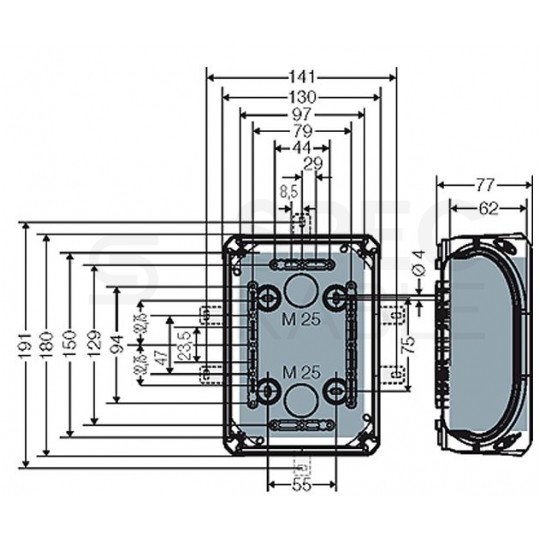 Puszka instalacyjna DK 1000 GZ natynkowa bez zacisków 180x130x77mm hermetyczna IP66 szara HENSEL