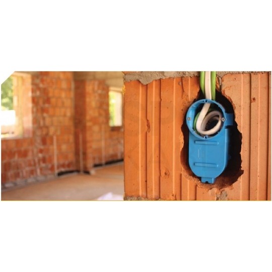 Puszka instalacyjna do elektroniki fi:60mm (60x128x81mm) podtynkowa, bezhalogenowa, ekstragłęboka z kieszenią niebieska SIMET 5szt.