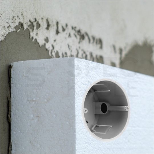 Puszka instalacyjna do styropianu fi:68x60mm podtynkowa do dociepleń szara KAISER