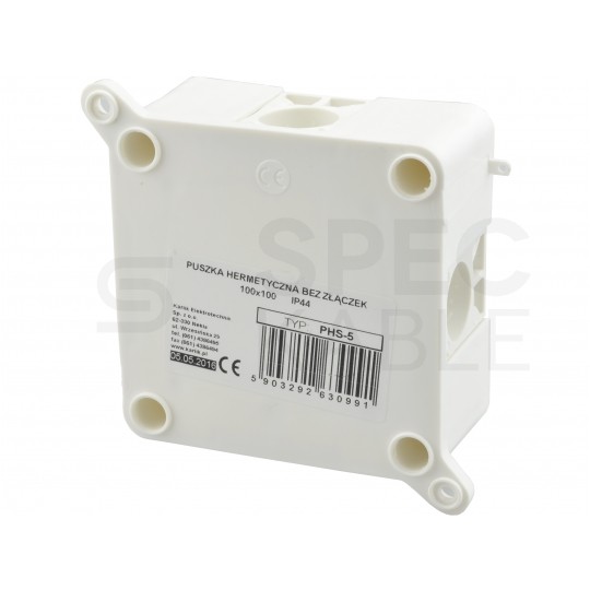 Puszka instalacyjna natynkowa 100x100x50mm hermetyczna IP44 biała KARLIK