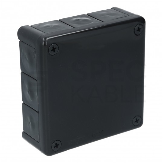 Puszka instalacyjna natynkowa 118x118x46mm hermetyczna IP55 ze złączkami czarna ViPlast