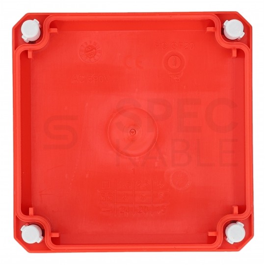 Puszka instalacyjna natynkowa NFK08 85x85x54mm bezhalogenowa hermetyczna IP66 czerwona do lamp awaryjnych NEPTUN Compact F-TRONIC