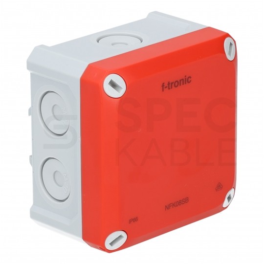 Puszka instalacyjna natynkowa NFK08 85x85x54mm bezhalogenowa hermetyczna IP66 czerwona do lamp awaryjnych NEPTUN Compact F-TRONIC