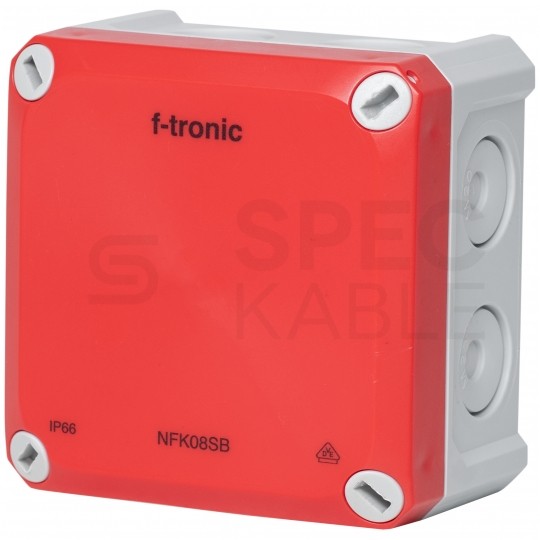 Puszka instalacyjna natynkowa NFK08 85x85x54mm bezhalogenowa hermetyczna IP66 czerwona do lamp awaryjnych NEPTUN Compact F-TRONIC