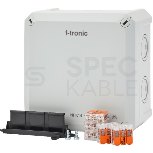 Puszka instalacyjna natynkowa ze złączkami NFK14-K6 140x140x81mm bezhalogenowa hermetyczna IP66 szara NEPTUN Compact F-TRONIC