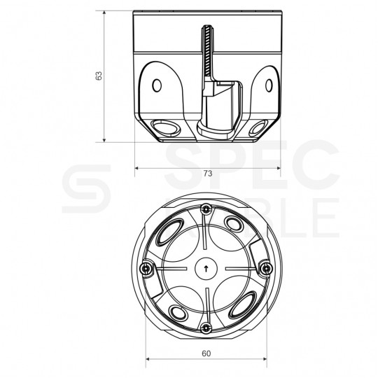 Puszka instalacyjna podtynkowa do ścian przeciwpożarowych fi:60x50mm dźwiękochłonna, głęboka bezhalogenowa z wkrętami KOPOS