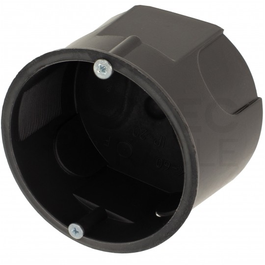 Puszka instalacyjna podtynkowa fi:60mm (63x40mm) IP30 z wkrętami czarna PAWBOL