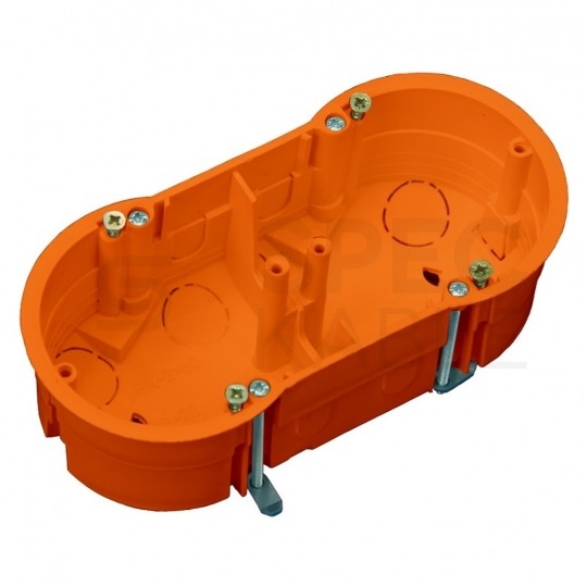 Puszka instalacyjna podtynkowa podwójna do nidy 2x fi:60mm (68x46mm) IP30 z wkrętami PAWBOL