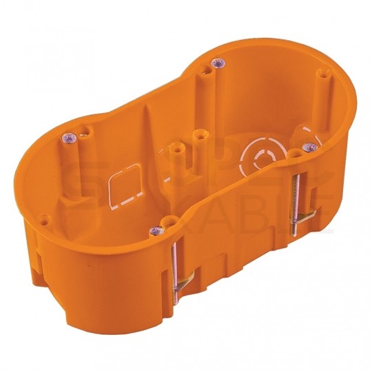 Puszka instalacyjna podtynkowa podwójna do nidy 2x fi:60mm (68x61mm) IP30 z wkrętami, głęboka PAWBOL