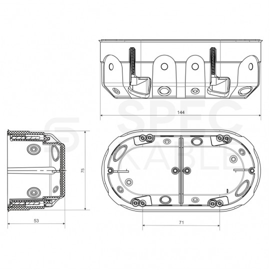 Puszka instalacyjna podtynkowa podwójna do ścian przeciwpożarowych 2x fi:60x50mm dźwiękochłonna, głęboka bezhalogenowa z wkrętami KOPOS