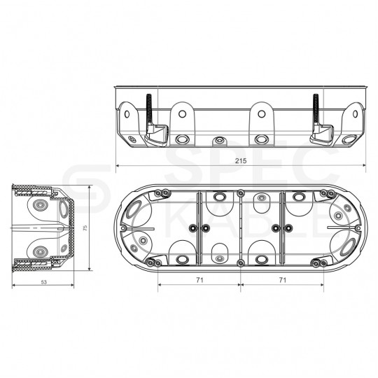 Puszka instalacyjna podtynkowa potrójna do ścian przeciwpożarowych 3x fi:60x50mm dźwiękochłonna, głęboka bezhalogenowa z wkrętami KOPOS