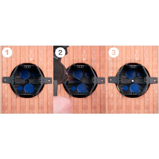 Puszka instalacyjna podtynkowa sześciokątna fi: 75x48 IP30 montaż pianą F-TRONIC