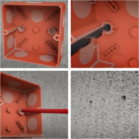 Puszka instalacyjna przeciwpożarowa KSK 100 PO natynkowa 126x126x77mm hermetyczna IP66 listwa 5-polowa pomarańczowa