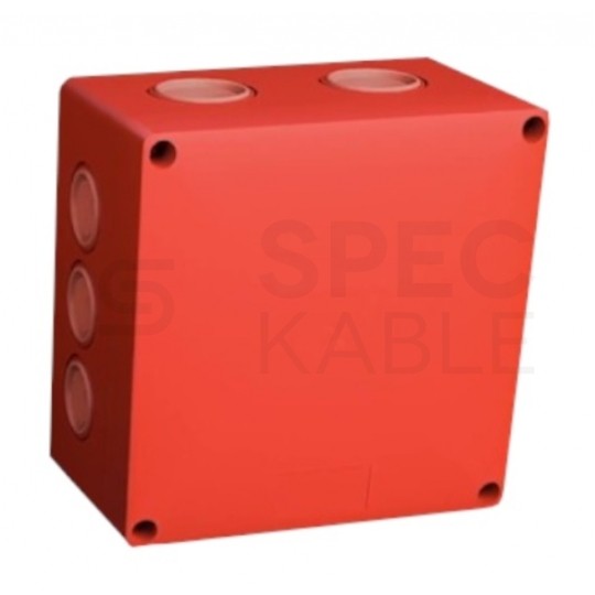 Puszka instalacyjna przeciwpożarowa KSK 100 PO natynkowa 126x126x77mm hermetyczna IP66 listwa 5-polowa pomarańczowa