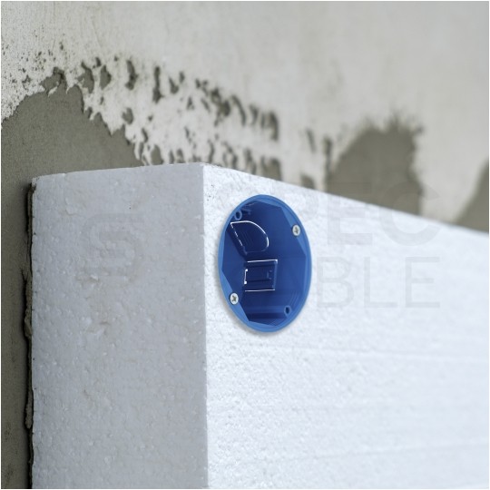 Puszka instalacyjna PST60 do styropianu fi:60mm (68x46mm) podtynkowa do dociepleń niebieska SIMET