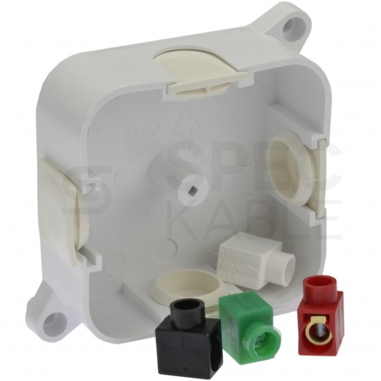 Puszka instalacyjna typu P-2 natynkowa 72x72x28mm hermetyczna IP44 ze złączkami biała