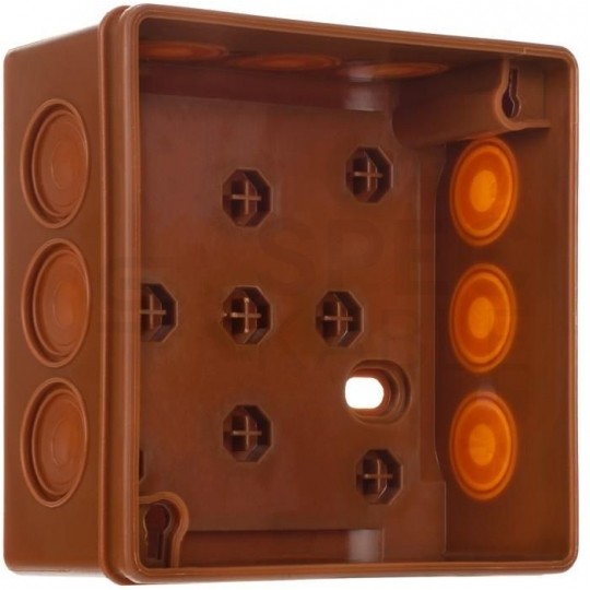 Puszka instalacyjna typu PF natynkowa 86x86x40mm hermetyczna IP55 (12 wlotów) brązowa ViPlast