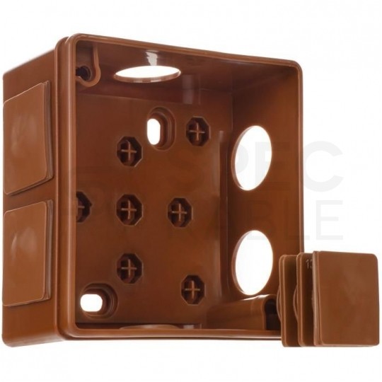 Puszka instalacyjna typu PF natynkowa 86x86x40mm hermetyczna IP55 (6 wlotów) brązowa ViPlast
