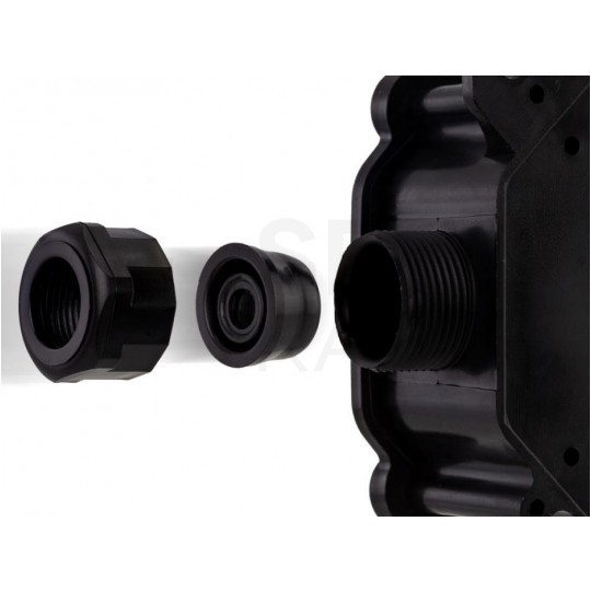 Puszka instalacyjna z dławikami PG16 natynkowa 75x75x33mm hermetyczna IP67 ze złączkami czarna