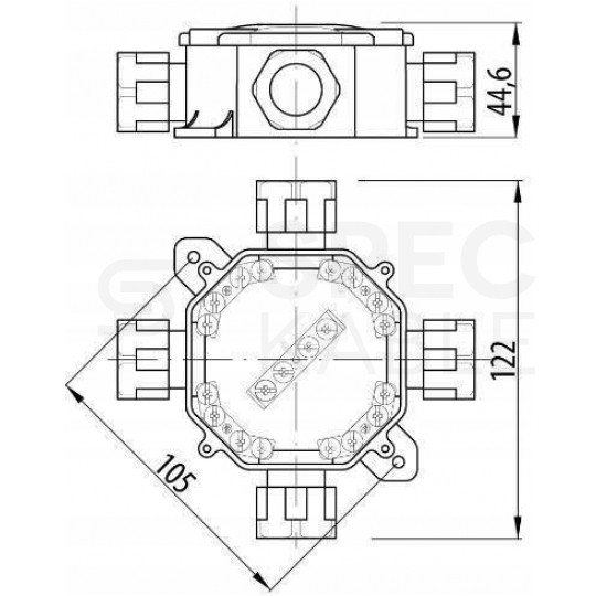 Puszka instalacyjna z dławikami PG16 natynkowa 75x75x33mm hermetyczna IP67 ze złączkami czarna
