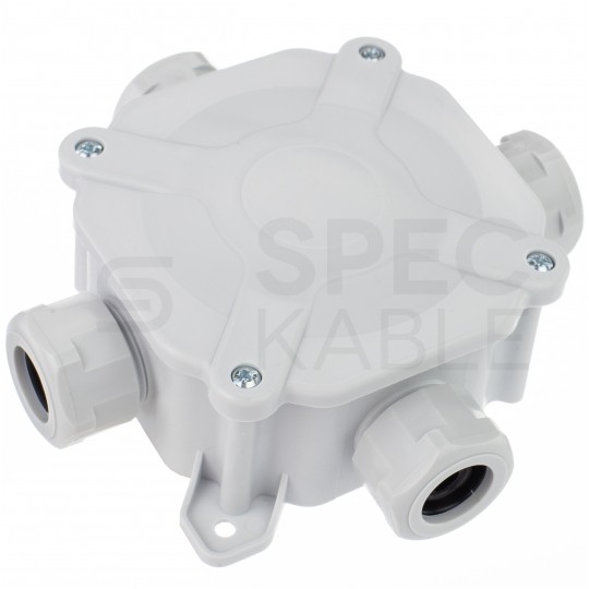 Puszka instalacyjna z dławikami PG16 natynkowa 75x75x33mm hermetyczna IP67 ze złączkami szara