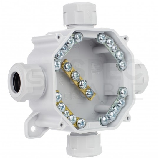 Puszka instalacyjna z dławikami PG16 natynkowa 75x75x33mm hermetyczna IP67 ze złączkami szara