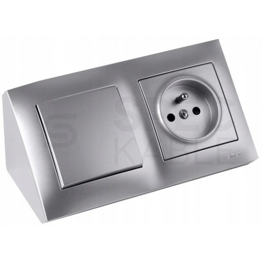 Puszka natynkowa narożna SIMON 54 podwójna srebrna matowa 87x153x58mm Kontakt Simon DPNR2/43