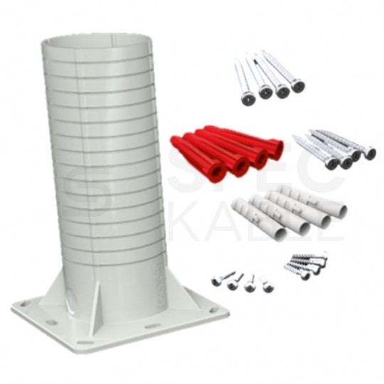 Puszka uniwersalna podtynkowa do dociepleń z tubusem nośnym i drzwiczkami 156x196x273mm bezhalogenowa IP30 szara KOPOS