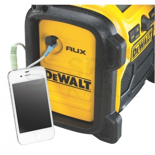 Radio budowlane przenośne FM/AM, zasilanie akumulatorowe XR 10,8/ 14,4/ 18V( bez akumulatora ) i zasilanie 230V 1,8m + AUX + USB DeWALT
