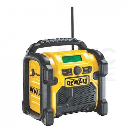 Radio budowlane przenośne FM/AM, zasilanie akumulatorowe XR 10,8/ 14,4/ 18V( bez akumulatora ) i zasilanie 230V 1,8m + AUX + USB DeWALT