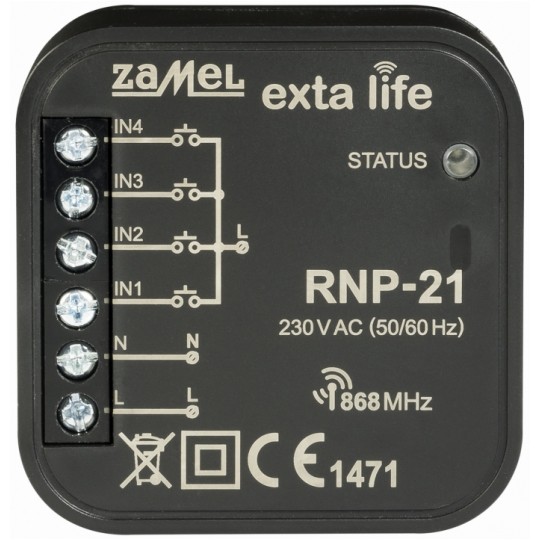 Radiowy nadajnik dopuszkowy 4 kanałowy 230V EXTA LIFE ZAMEL
