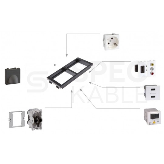 Ramka montażowa 4M (2x 45x45) CIMA grafitowa na moduły Mediabox