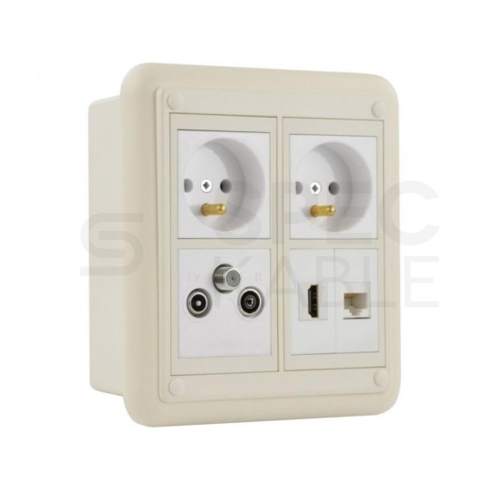 Ramka montażowa 6M 135x45 biała na moduły Mediabox