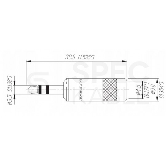 REAN Wtyk Audio AUX mini Jack 3,5mm Stereo na kabel do 4,5mm niklowany czarny NYS231B