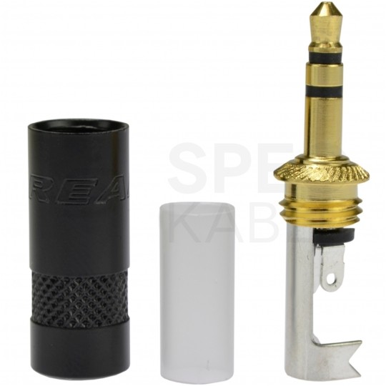 REAN Wtyk Audio AUX mini Jack 3,5mm Stereo na kabel do 4,5mm pozłacany czarny NYS231BG