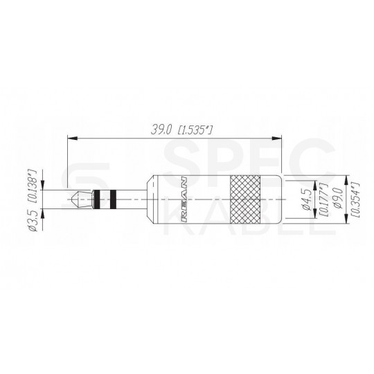 REAN Wtyk Audio AUX mini Jack 3,5mm Stereo na kabel do 4,5mm pozłacany czarny NYS231BG