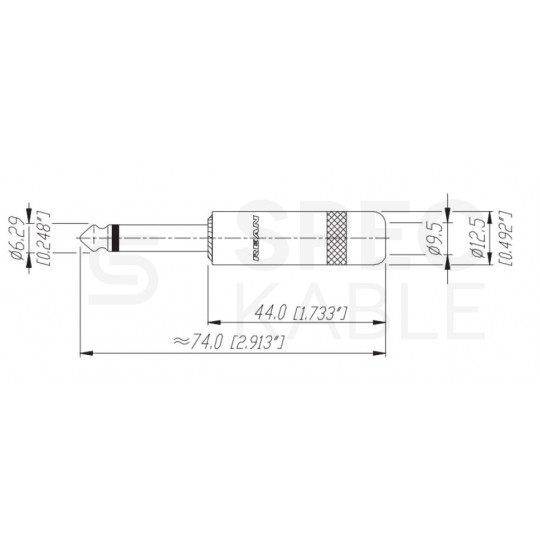 REAN Wtyk instrumentalny Jack 6,3mm Mono na kabel do 8,0mm niklowany NYS224L