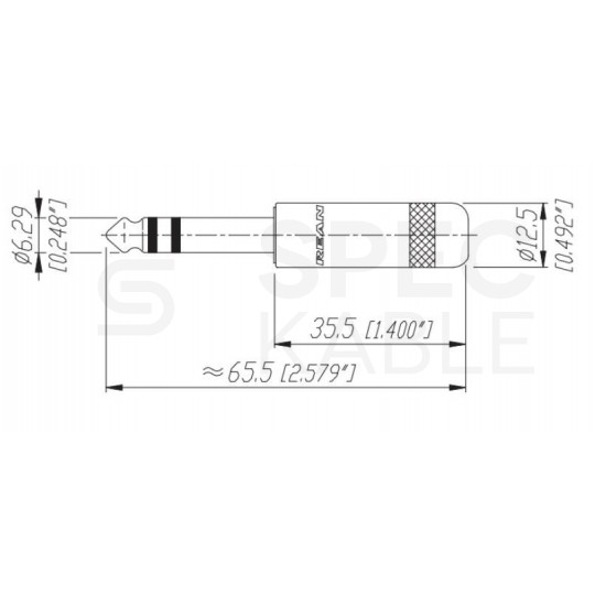 REAN Wtyk instrumentalny Jack 6,3mm Stereo na kabel do 6,0mm niklowany NYS202