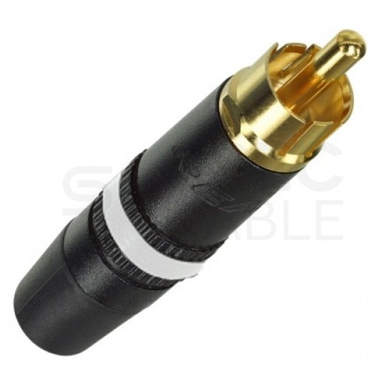 REAN Wtyk RCA Cinch na kabel do 6,1mm pozłacany czarno-biały NYS373-9