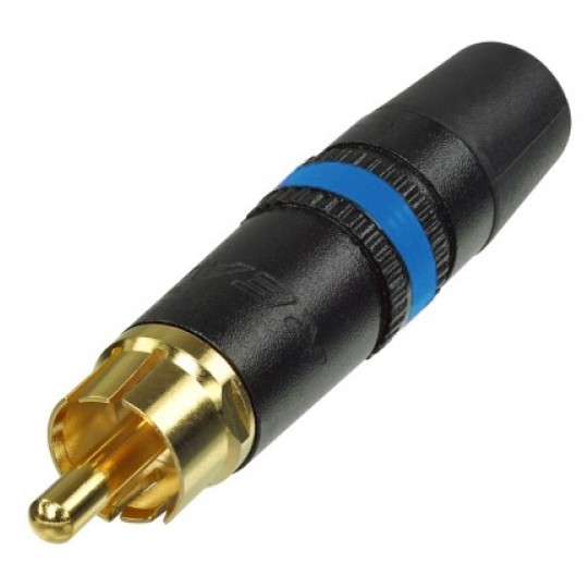 REAN Wtyk RCA Cinch na kabel do 6,1mm pozłacany czarno-niebieski NYS373-6