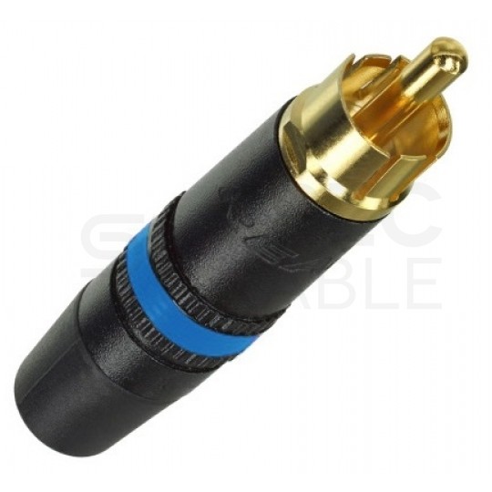 REAN Wtyk RCA Cinch na kabel do 6,1mm pozłacany czarno-niebieski NYS373-6