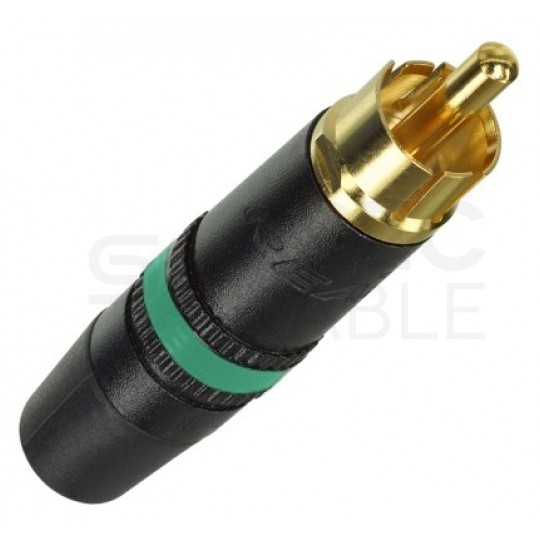 REAN Wtyk RCA Cinch na kabel do 6,1mm pozłacany czarno-zielony NYS373-5