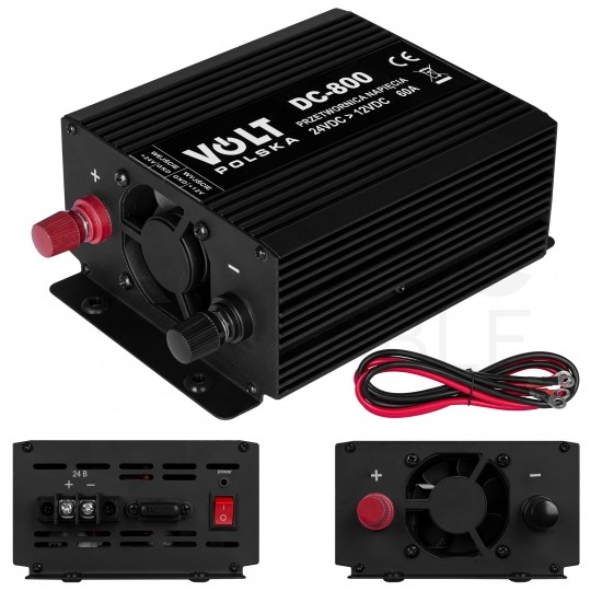 Reduktor Przetwornica napięcia stałego DC 24V / 12V max. 800W 60A bezzakłóceniowa VOLT DC-800